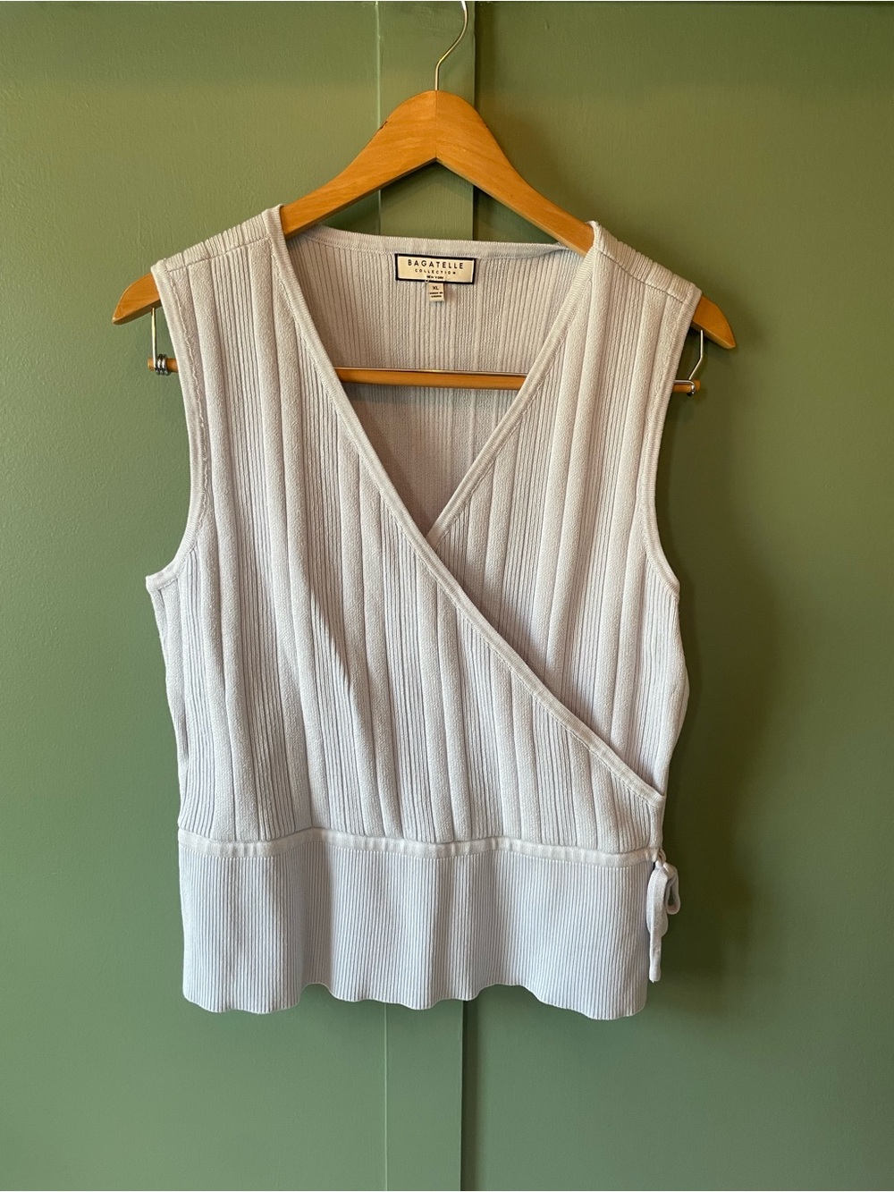 bagatelle light blue Ribbed Wrap-Front Sleeveless Top